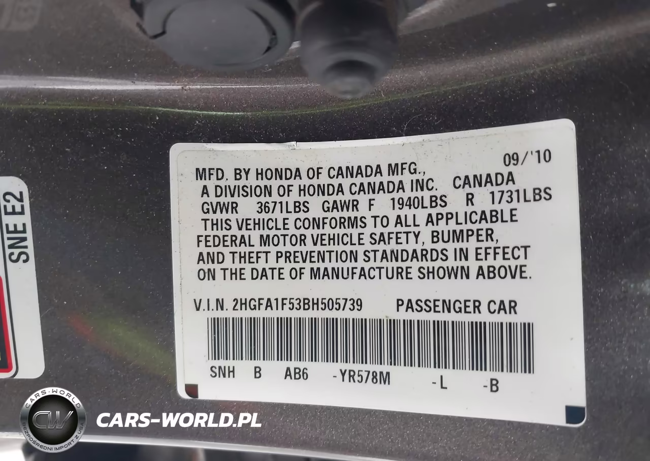 2011 Honda Civic Lx VIN:2HGFA1F53BH505739 - 9