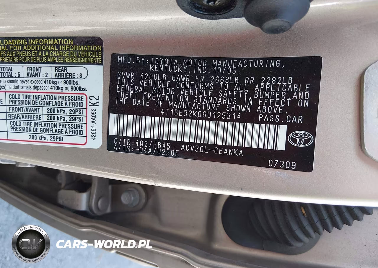 2006 Toyota Camry Le VIN:4T1BE32K06U125314 - 9