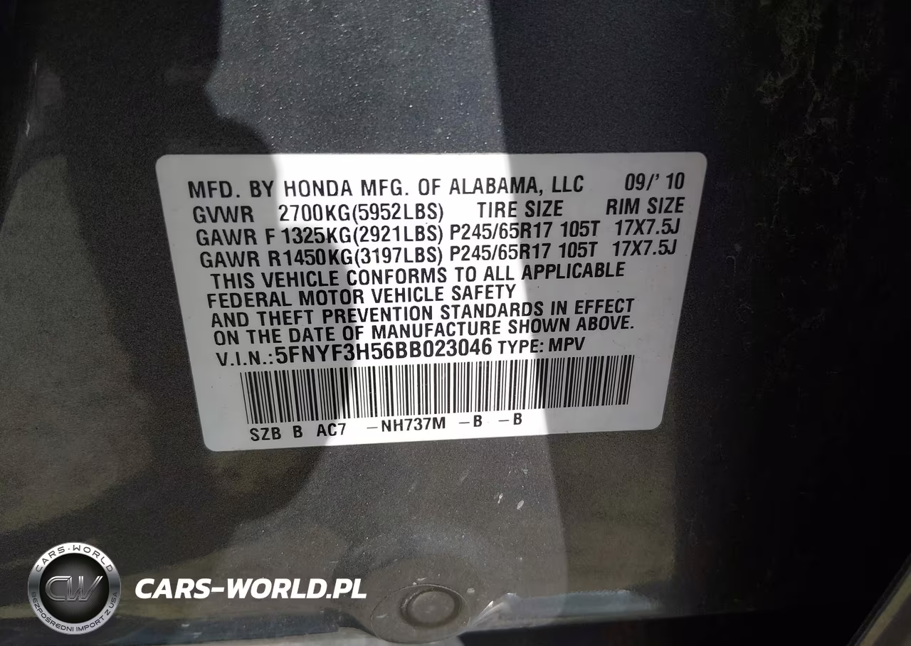2011 Honda Pilot Ex-L VIN:5FNYF3H56BB023046 - 9