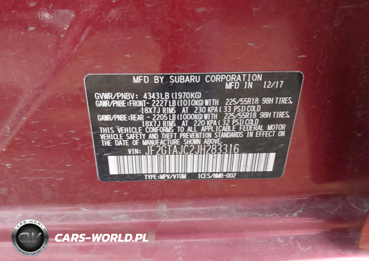 2018 Subaru Crosstrek 2.0I Limited VIN:JF2GTAJC2JH283316 - 9