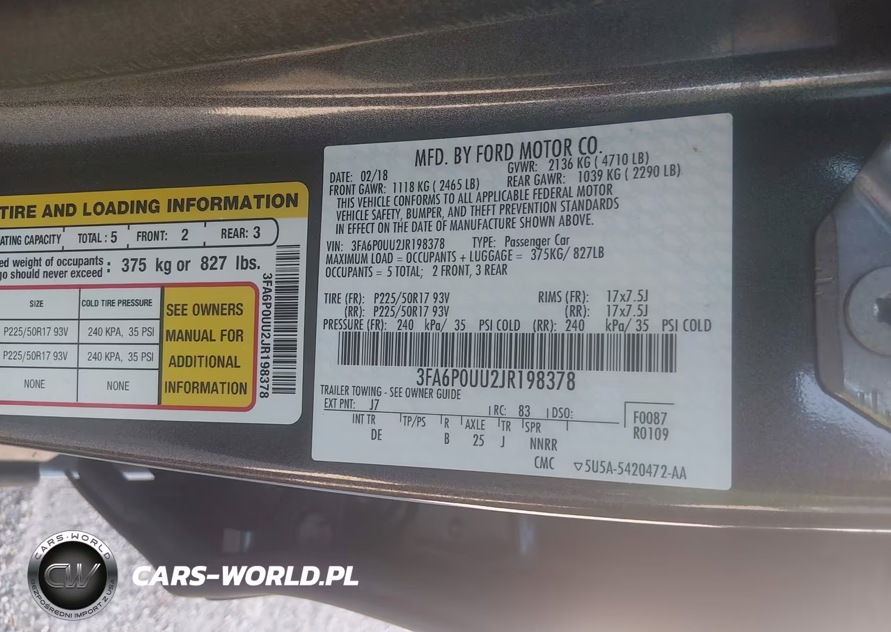 2018 Ford Fusion Hybrid S VIN:3FA6P0UU2JR198378 - 9