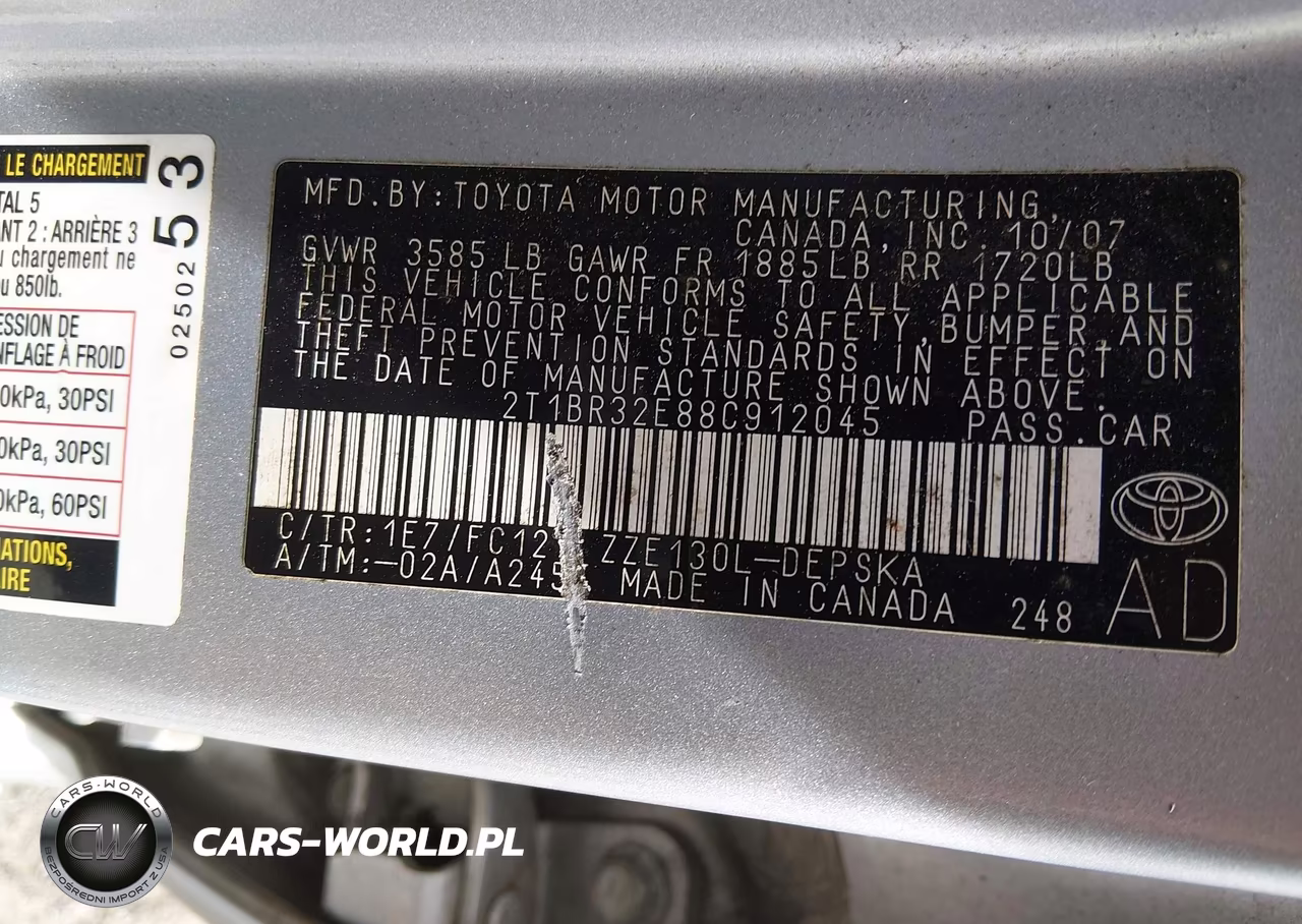2008 Toyota Corolla S VIN:2T1BR32E88C912045 - 9