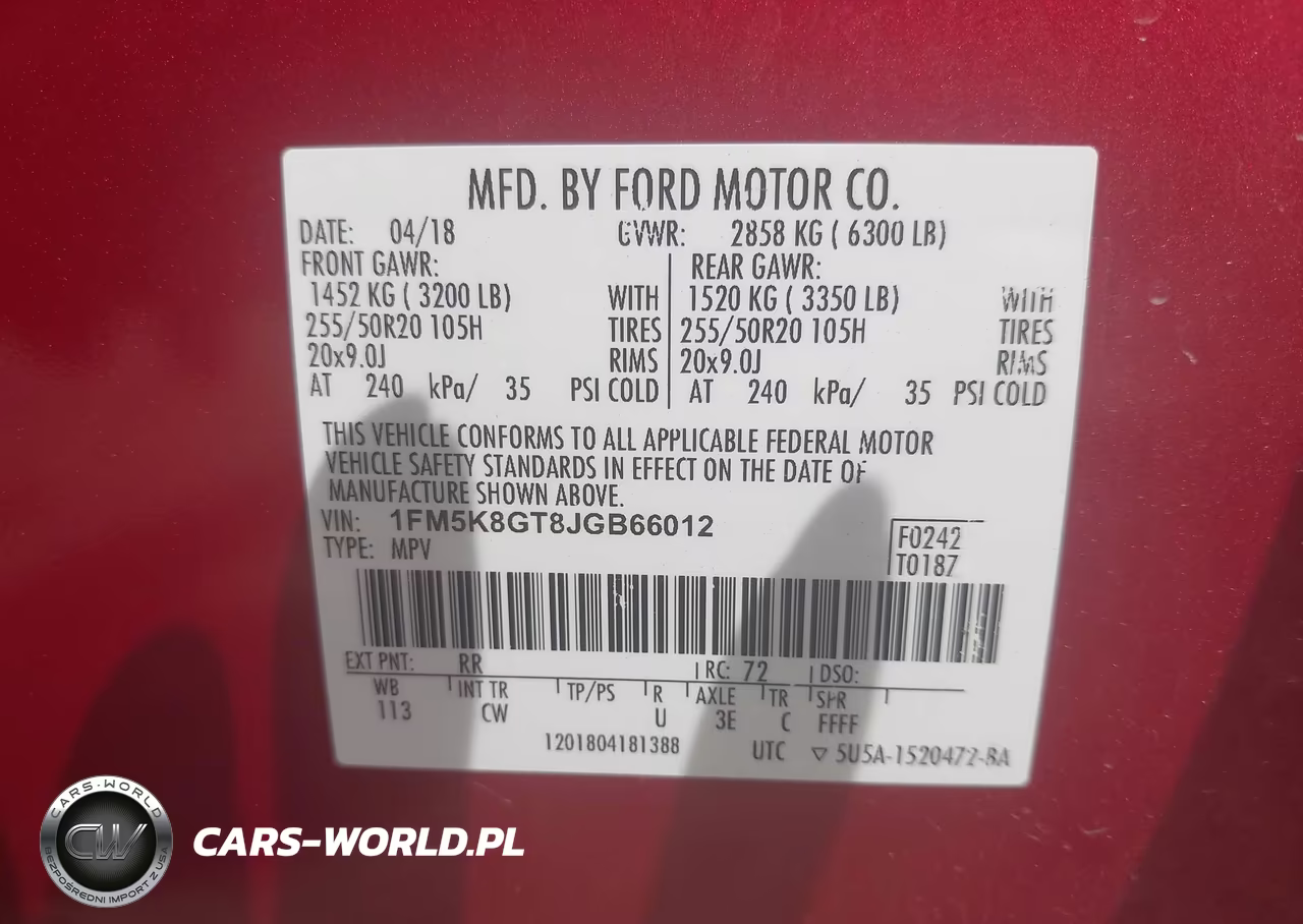 2018 Ford Explorer Sport VIN:1FM5K8GT8JGB66012 - 9