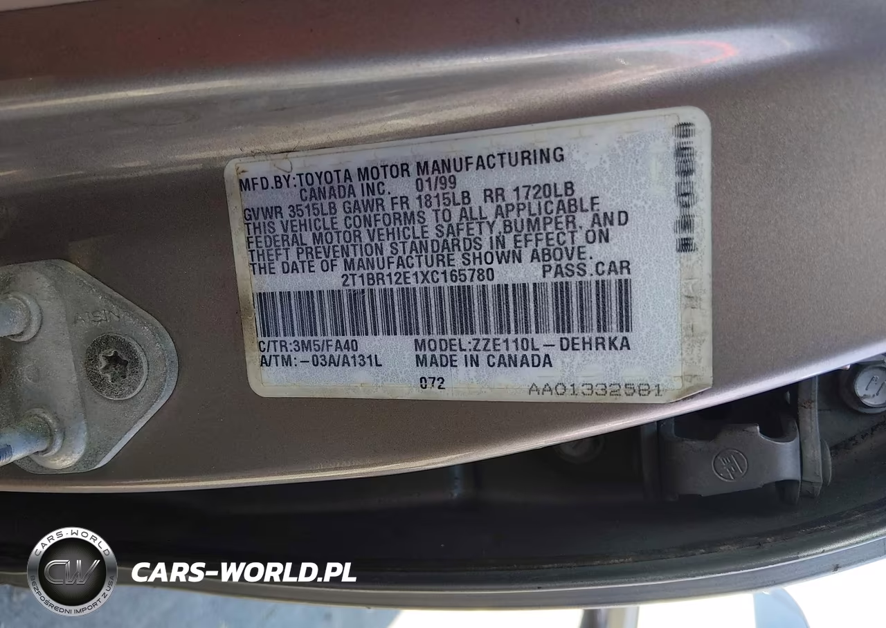 1999 Toyota Corolla Ve VIN:2T1BR12E1XC165780 - 9