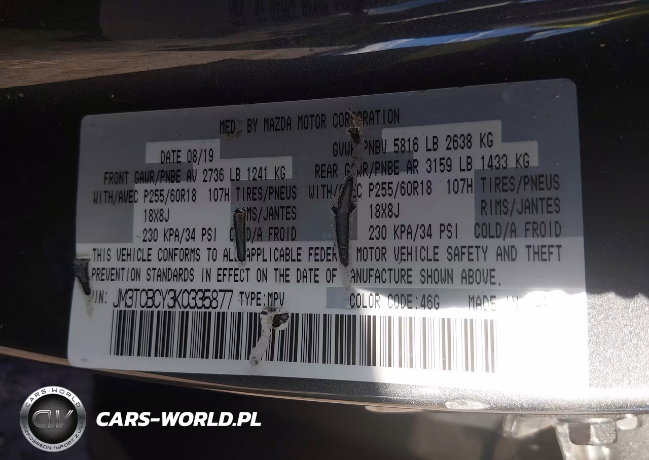 2019 Mazda Cx-9 Touring VIN:JM3TCBCY3K0335877 - 9