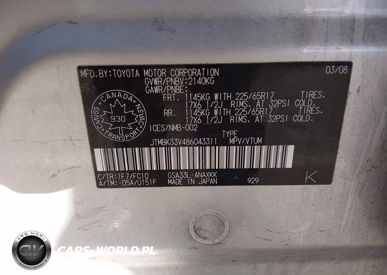 2008 Toyota Rav4 Base V6 VIN:JTMBK33V486043311 - 9
