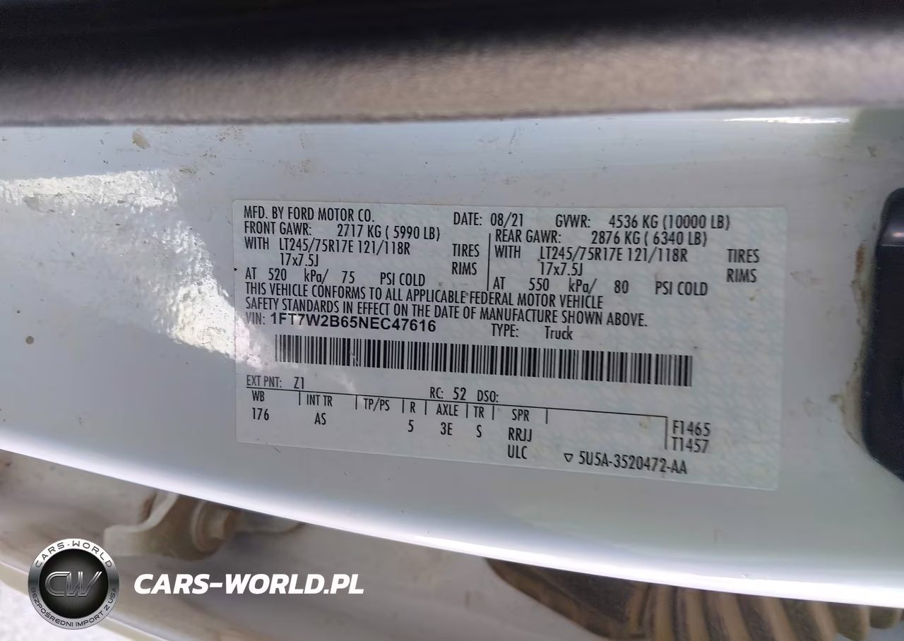 2022 Ford F-250 Xl VIN:1FT7W2B65NEC47616 - 9
