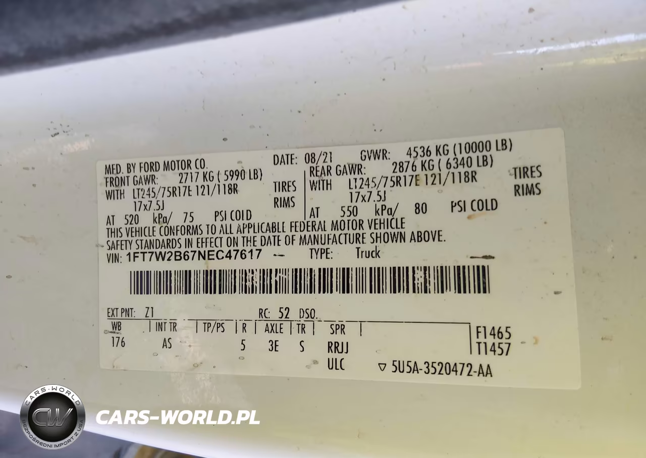 2022 Ford F-250 Xl VIN:1FT7W2B67NEC47617 - 9