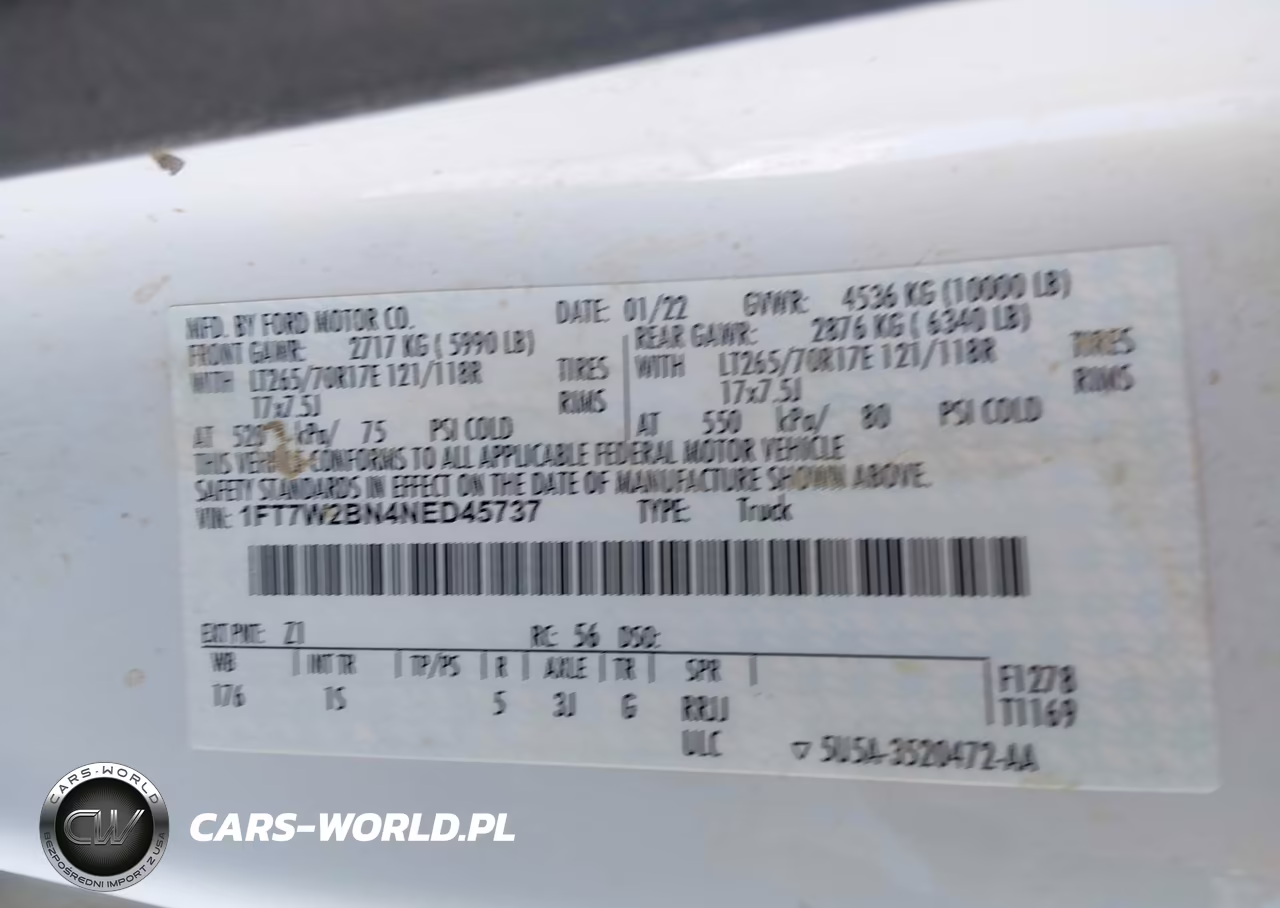 2022 Ford F-250 Xl VIN:1FT7W2BN4NED45737 - 8