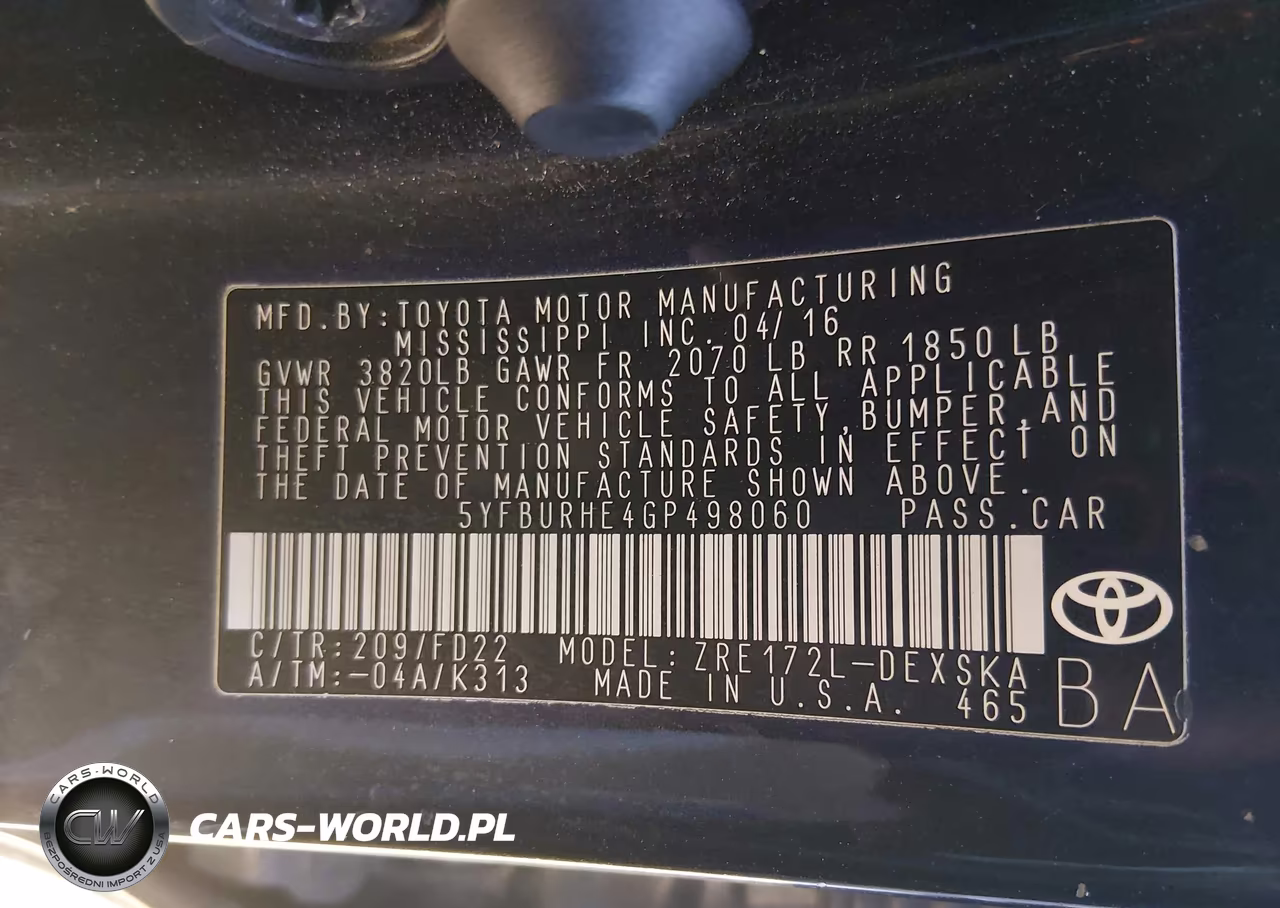 2016 Toyota Corolla S Plus VIN:5YFBURHE4GP498060 - 9