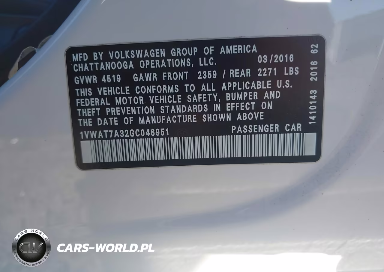 2016 Volkswagen Passat 1.8T R-Line VIN:1VWAT7A32GC046951 - 9