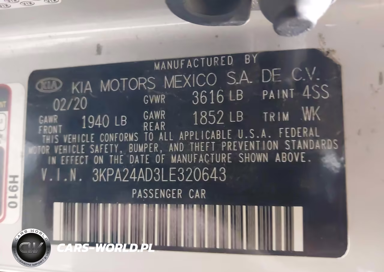2020 Kia Rio Lx VIN:3KPA24AD3LE320643 - 9