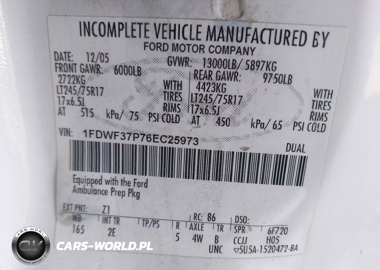 2006 Ford F-350 Chassis Xl-Xlt VIN:1FDWF37P76EC25973 - 8