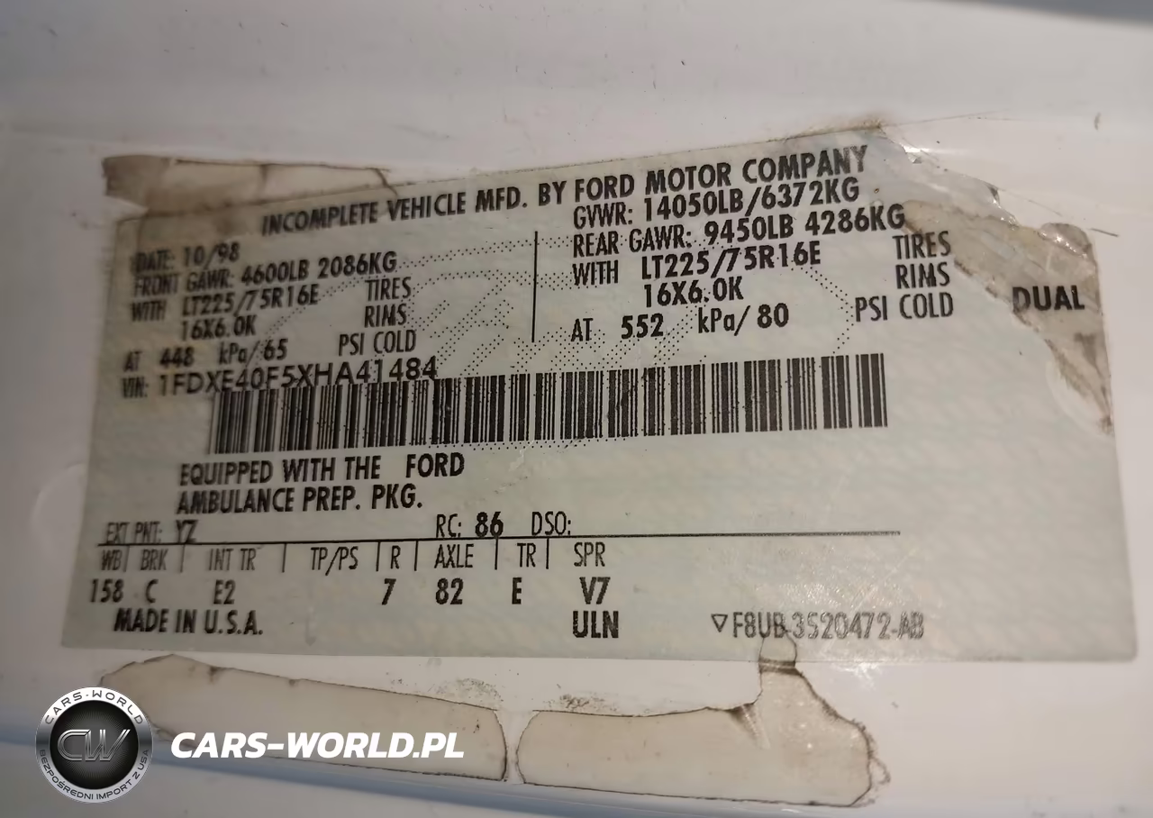 1999 Ford Econoline E450 Super Duty Cutwy Rv VIN:1FDXE40F5XHA41484 - 9