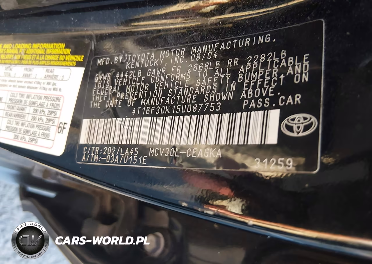 2005 Toyota Camry Xle V6 VIN:4T1BF30K15U087753 - 12