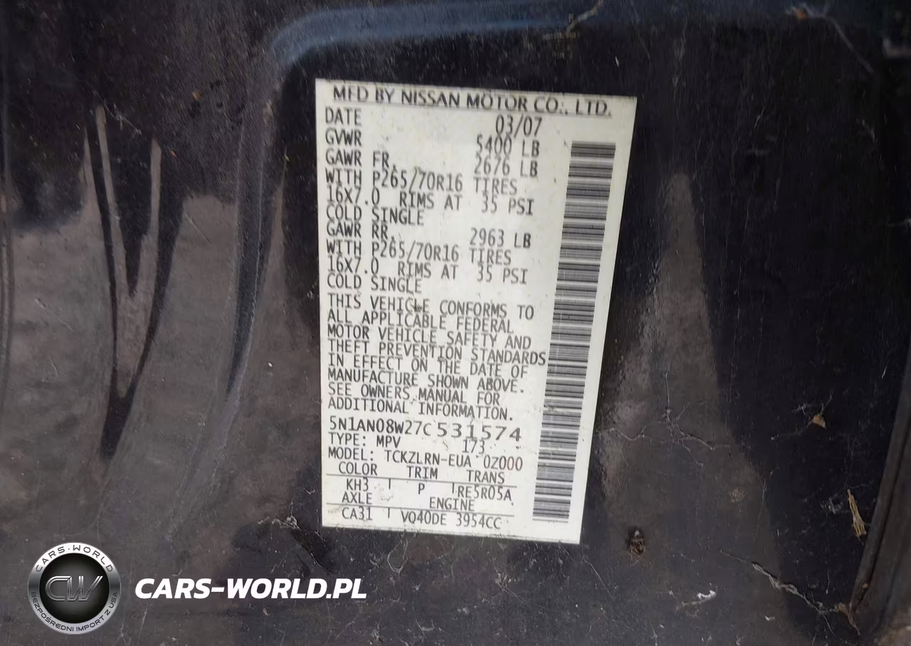 2007 Nissan Xterra S VIN:5N1AN08W27C531574 - 9