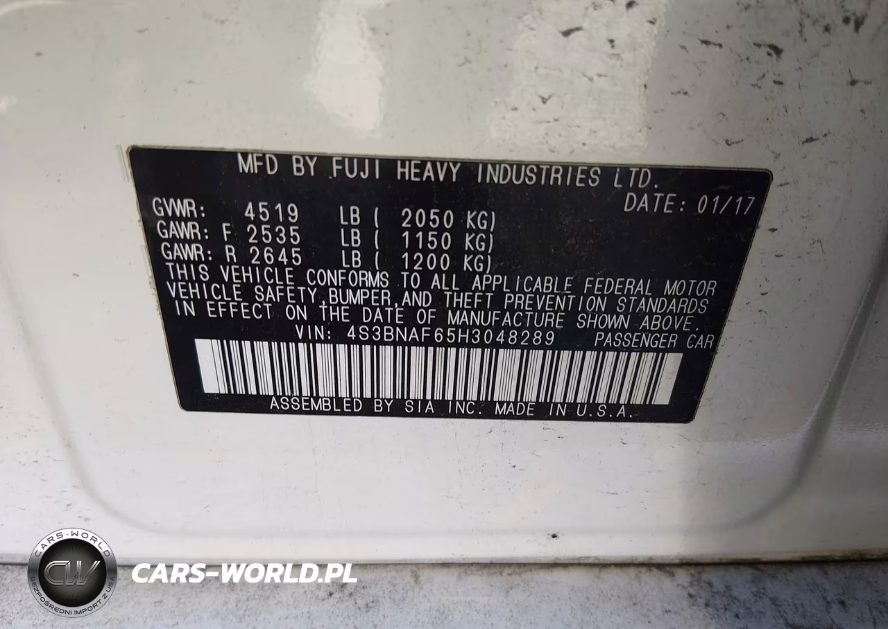 2017 Subaru Legacy 2.5I Premium VIN:4S3BNAF65H3048289 - 9