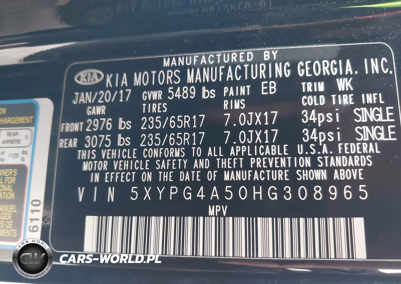2017 Kia Sorento 3.3L Lx VIN:5XYPG4A50HG308965 - 9