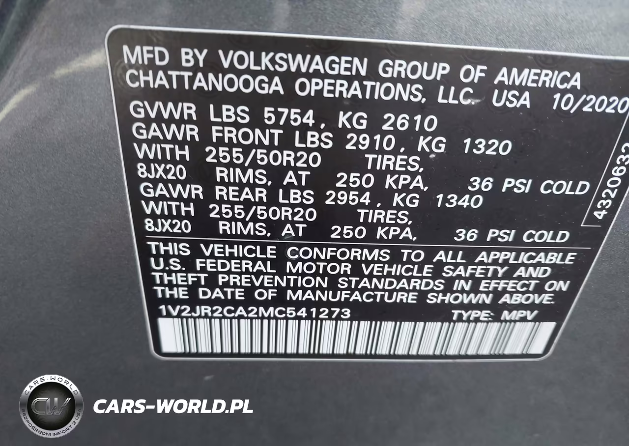 2021 Volkswagen Atlas 3.6L V6 Se W-Technology VIN:1V2JR2CA2MC541273 - 9