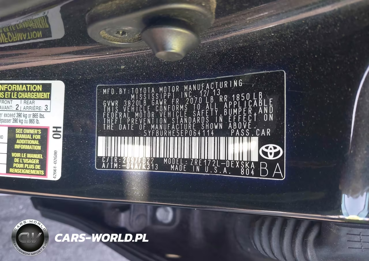 2014 Toyota Corolla S Plus VIN:5YFBURHE5EP064114 - 9