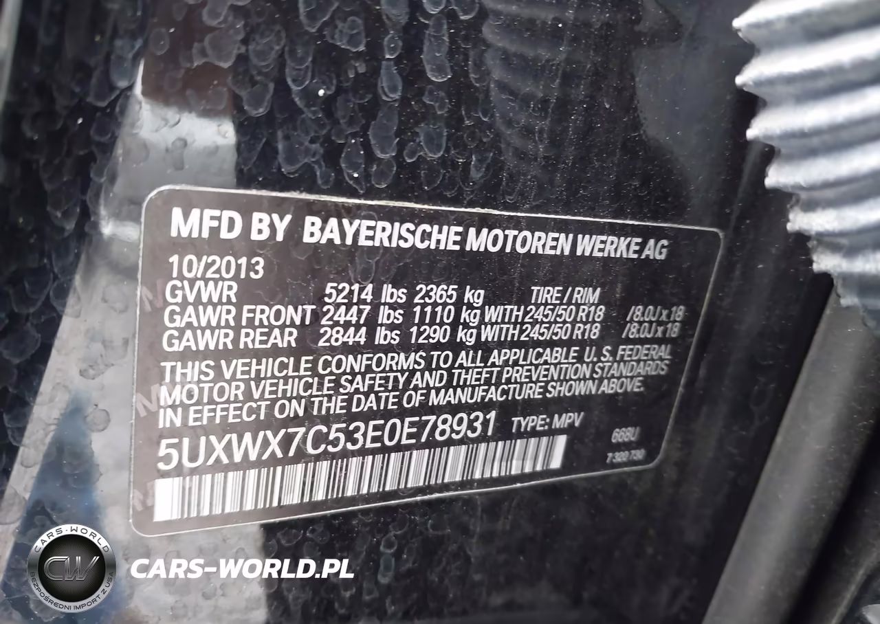 2014 BMW X3 xDrive35I VIN:5UXWX7C53E0E78931 - 9