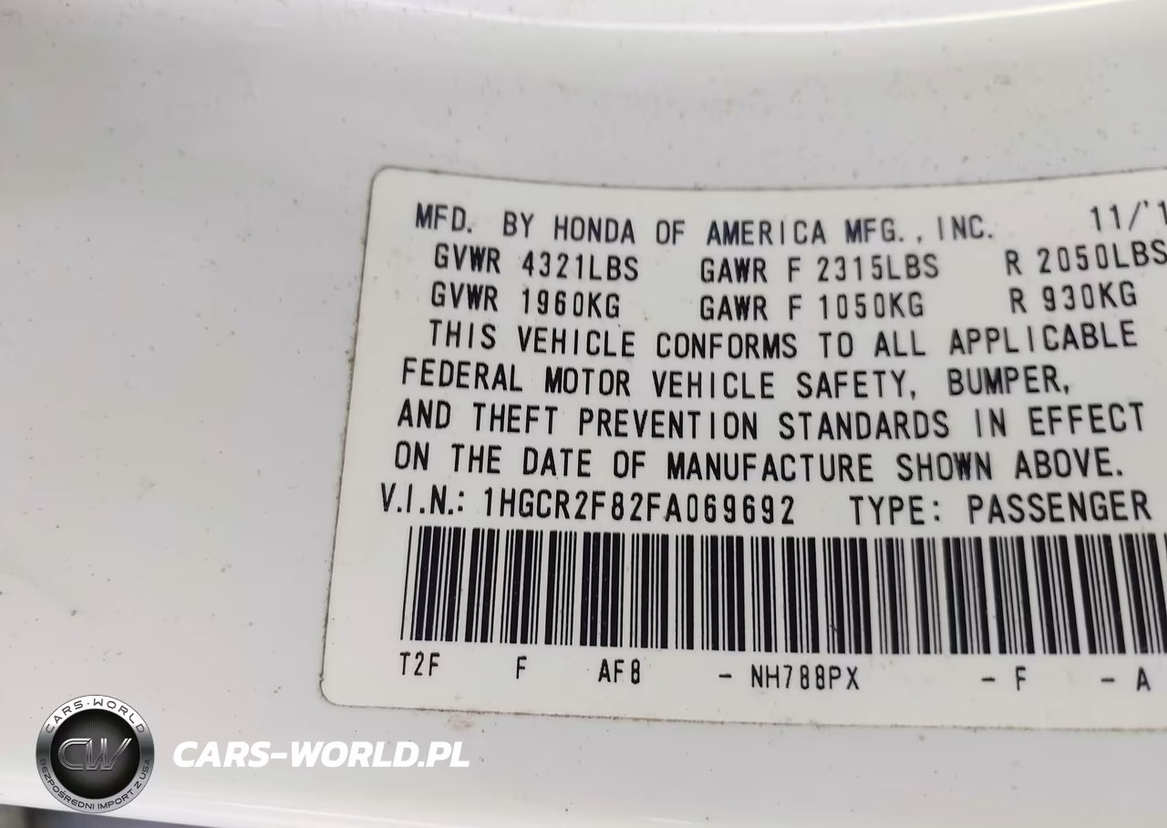 2015 Honda Accord Ex-L VIN:1HGCR2F82FA069692 - 9