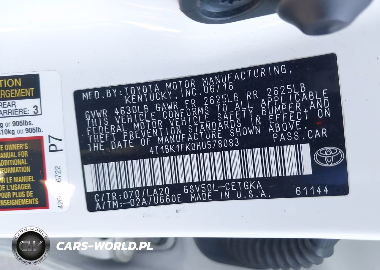 2017 Toyota Camry Xle V6 VIN:4T1BK1FK0HU578083 - 9