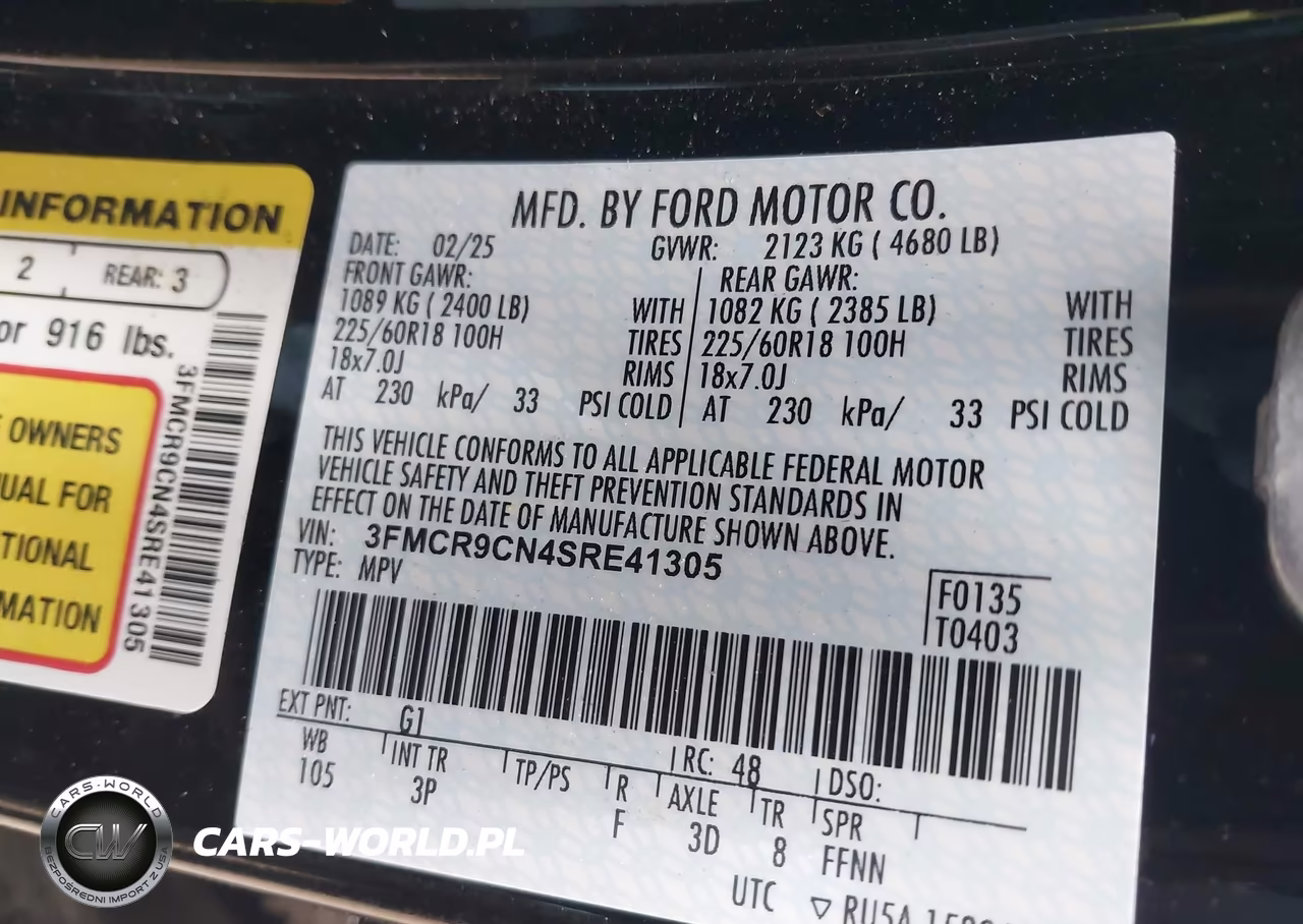2025 Ford Bronco Sport Outer Banks VIN:3FMCR9CN4SRE41305 - 9
