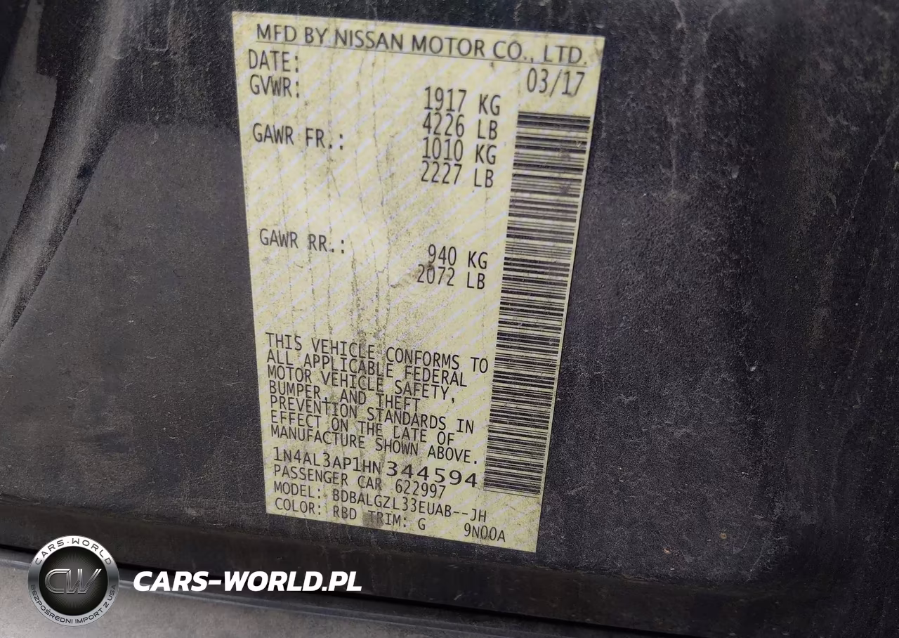 2017 Nissan Altima 2.5 S VIN:1N4AL3AP1HN344594 - 9