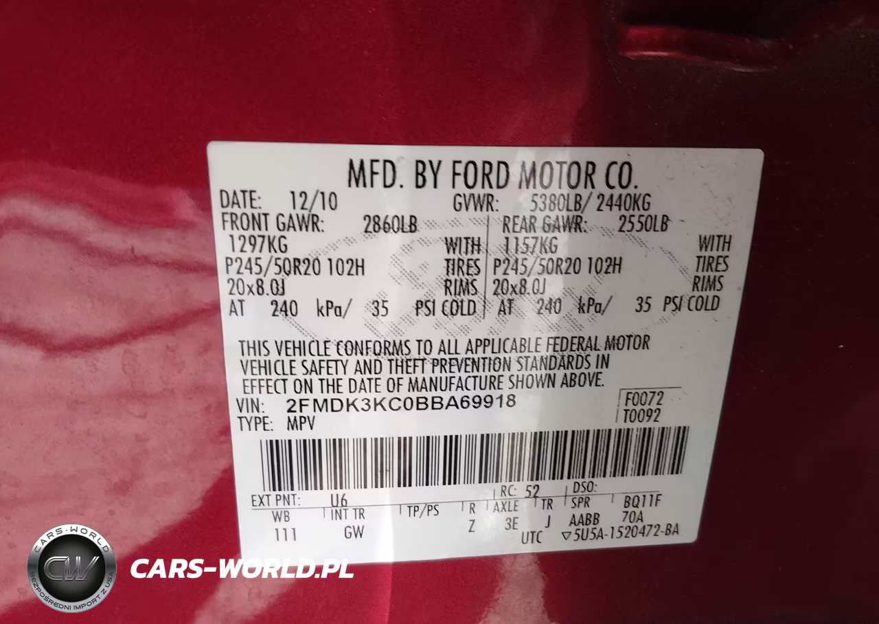 2011 Ford Edge Limited VIN:2FMDK3KC0BBA69918 - 9