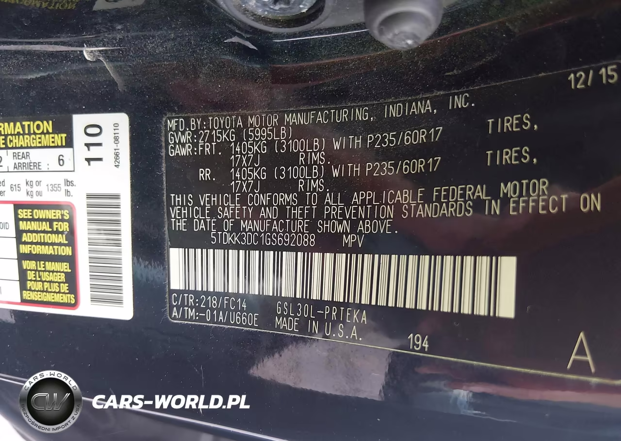 2016 Toyota Sienna Le 8 Passenger VIN:5TDKK3DC1GS692088 - 9