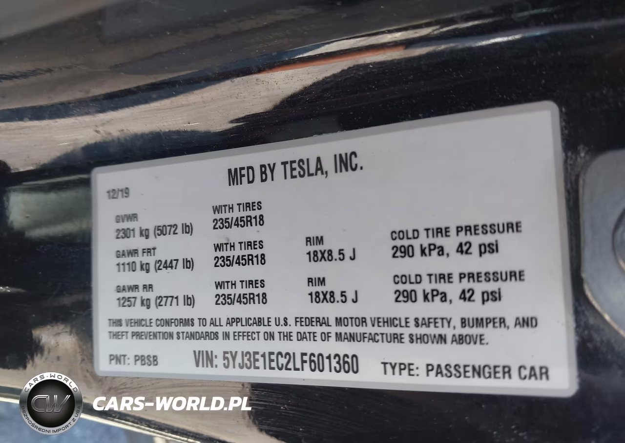 2020 Tesla Model 3 Performance Dual Motor All-Wheel Drive VIN:5YJ3E1EC2LF601360 - 9