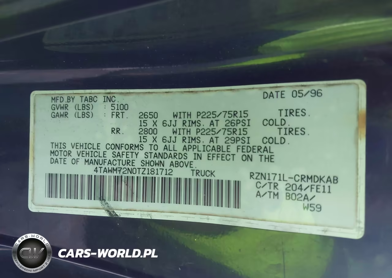 1996 Toyota Tacoma Xtracab VIN:4TAWM72N0TZ181712 - 9