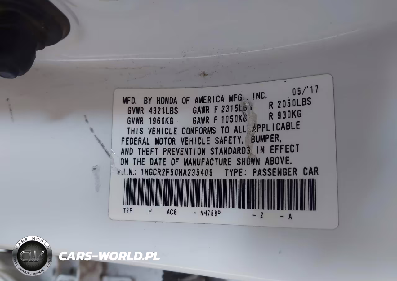 2017 Honda Accord Sport VIN:1HGCR2F50HA235409 - 9