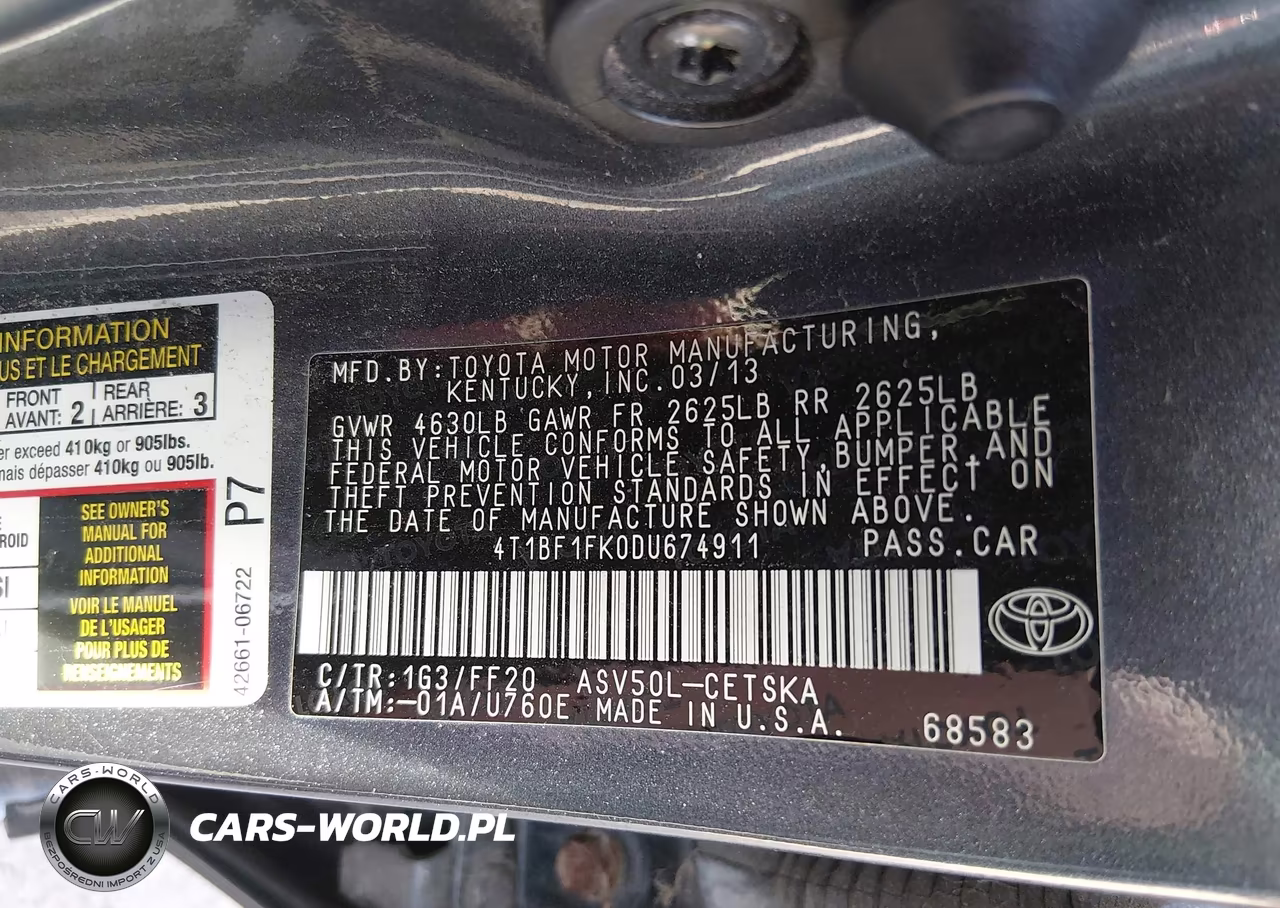 2013 Toyota Camry Se VIN:4T1BF1FK0DU674911 - 9