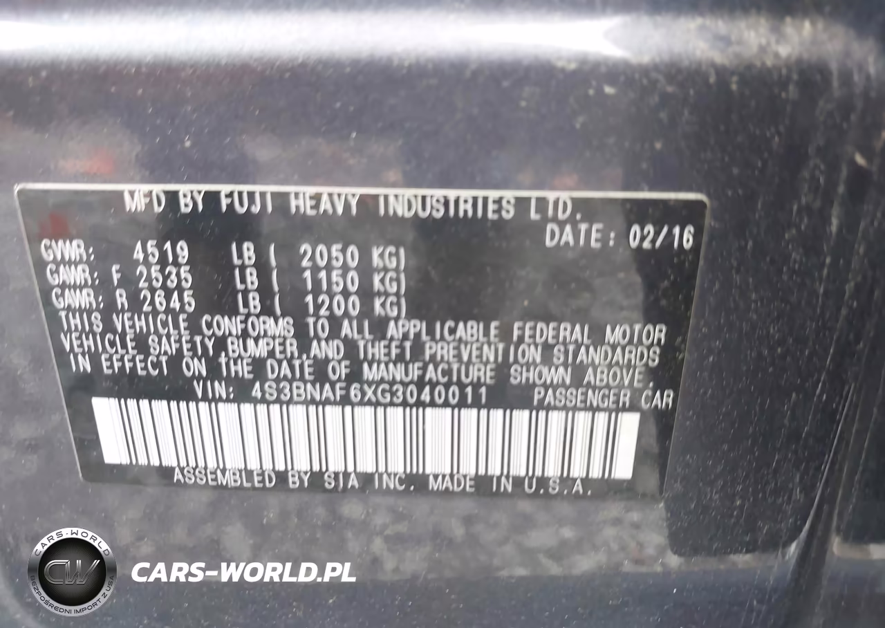 2016 Subaru Legacy 2.5I Premium VIN:4S3BNAF6XG3040011 - 9