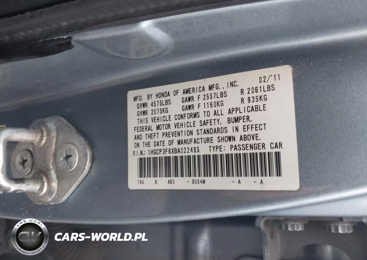 2011 Honda Accord 3.5 Ex-L VIN:1HGCP3F8XBA022495 - 9