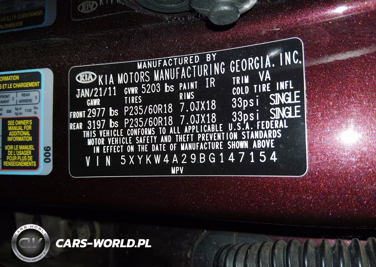 2011 Kia Sorento Sx V6 VIN:5XYKW4A29BG147154 - 9