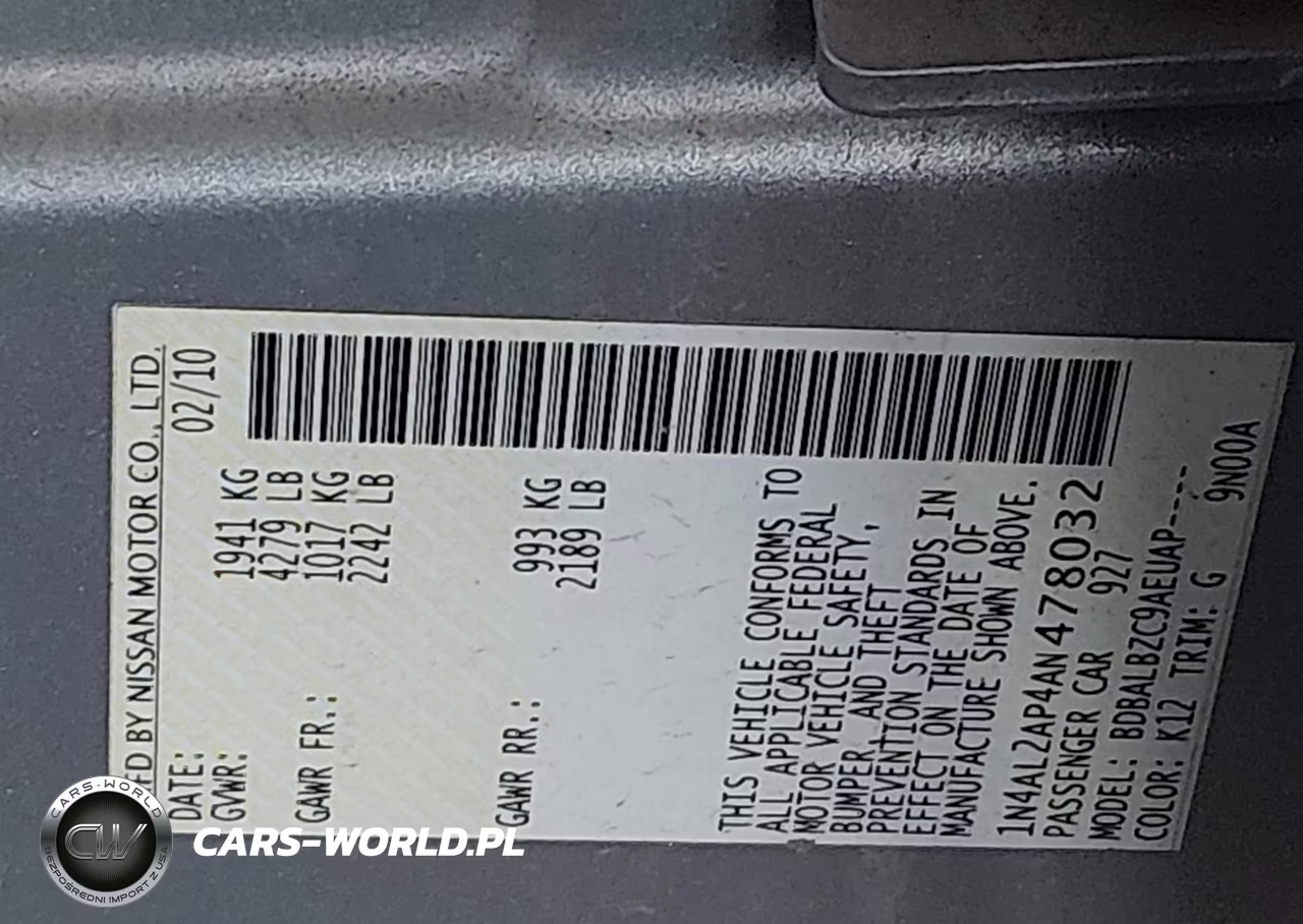 2010 Nissan Altima 2.5 S VIN:1N4AL2AP4AN478032 - 9