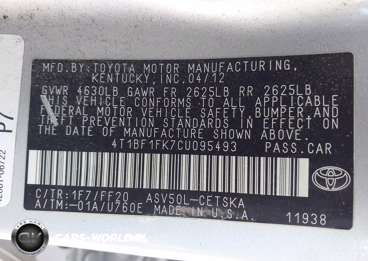 2012 Toyota Camry Se VIN:4T1BF1FK7CU095493 - 9