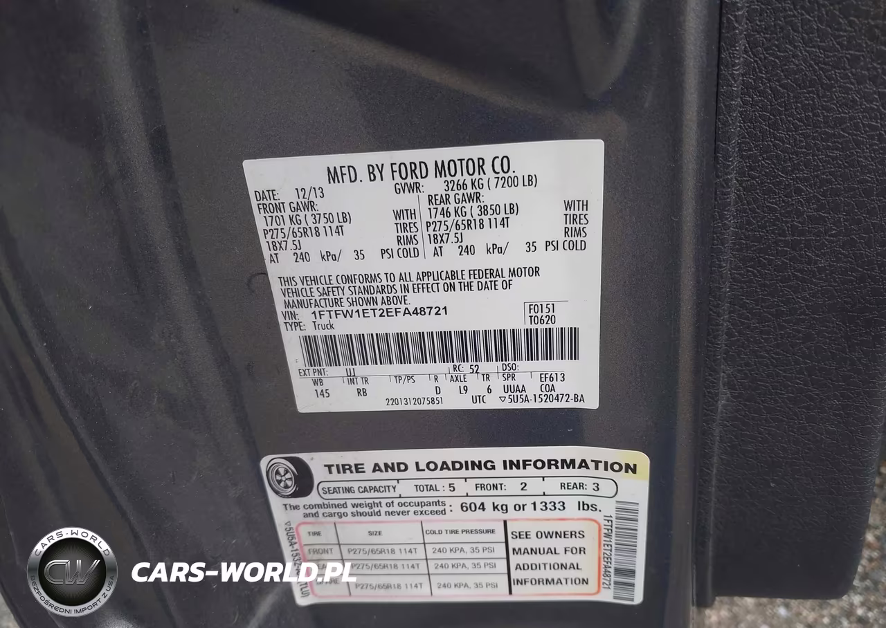 2014 Ford F-150 Fx4 VIN:1FTFW1ET2EFA48721 - 9