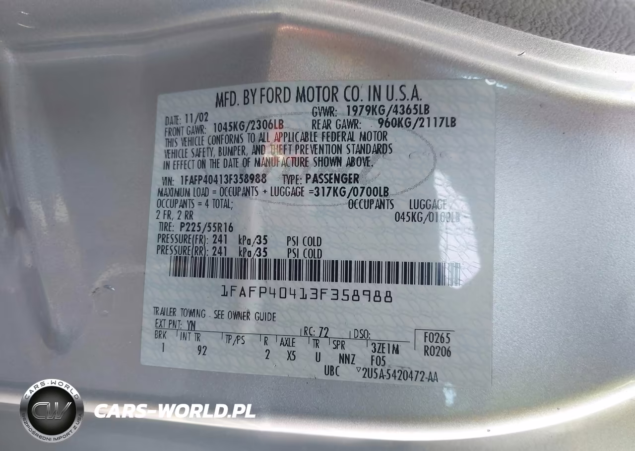 2003 Ford Mustang VIN:1FAFP40413F358988 - 9
