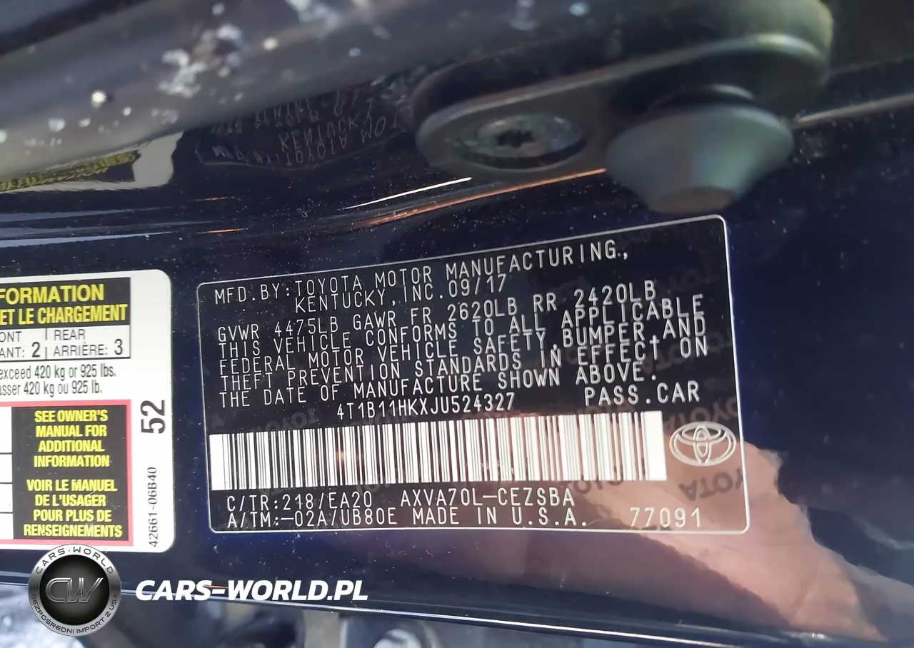 2018 Toyota Camry Se VIN:4T1B11HKXJU524327 - 9