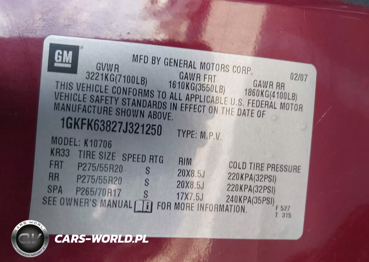 2007 GMC Yukon Denali VIN:1GKFK63827J321250 - 9