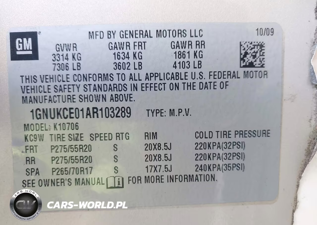 2010 Chevrolet Tahoe Ltz VIN:1GNUKCE01AR103289 - 9