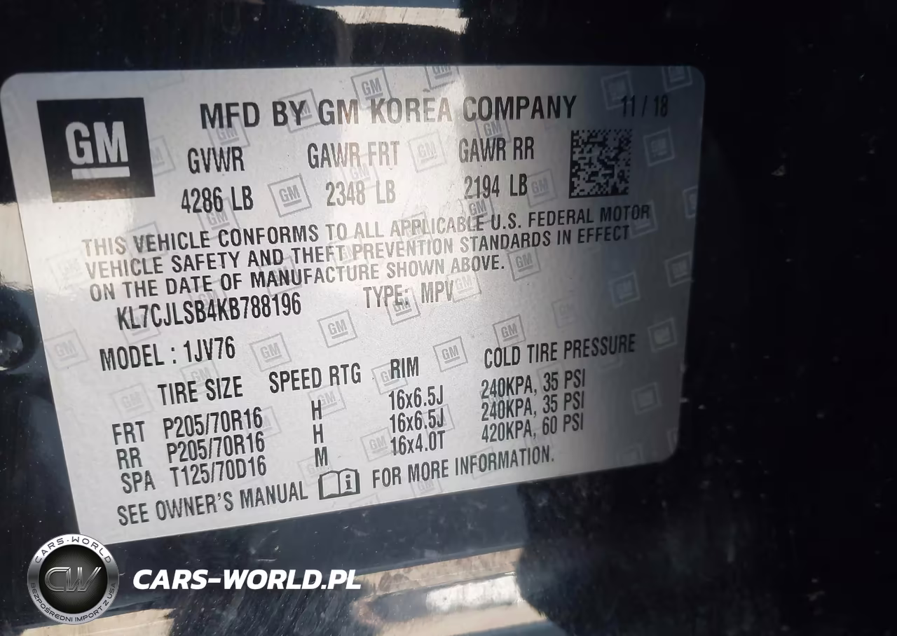 2019 Chevrolet Trax Lt VIN:KL7CJLSB4KB788196 - 9