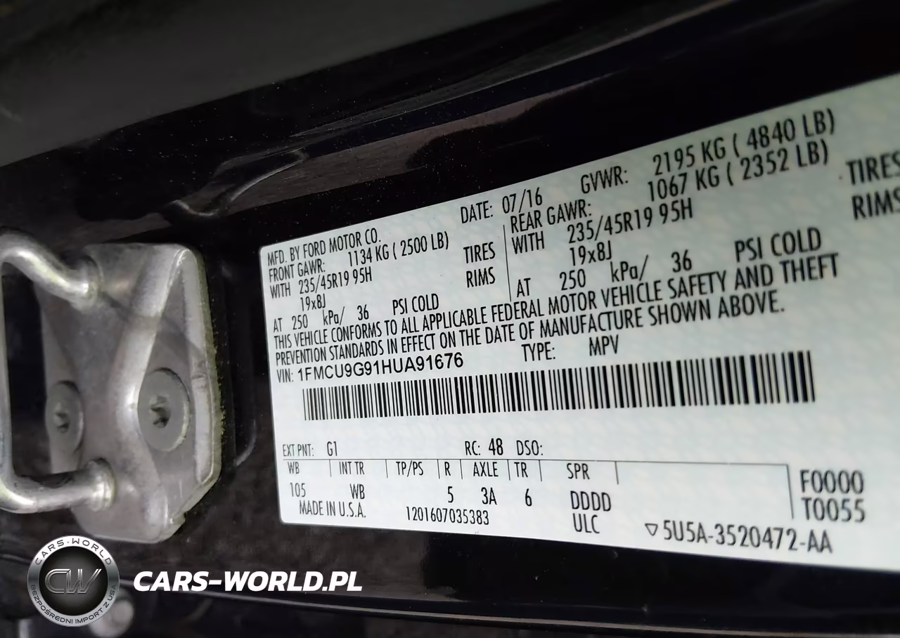 2017 Ford Escape Se VIN:1FMCU9G91HUA91676 - 9