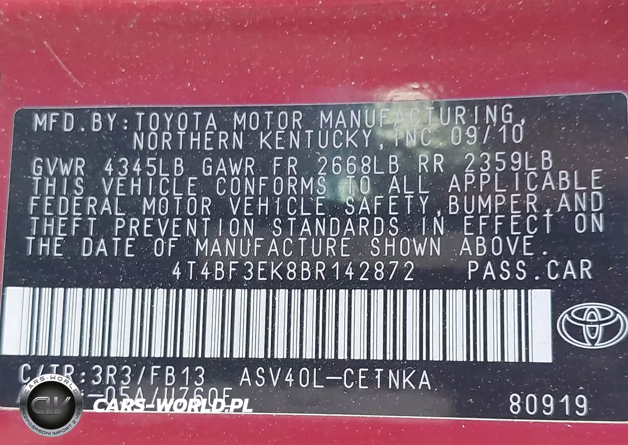 2011 Toyota Camry Le VIN:4T4BF3EK8BR142872 - 9
