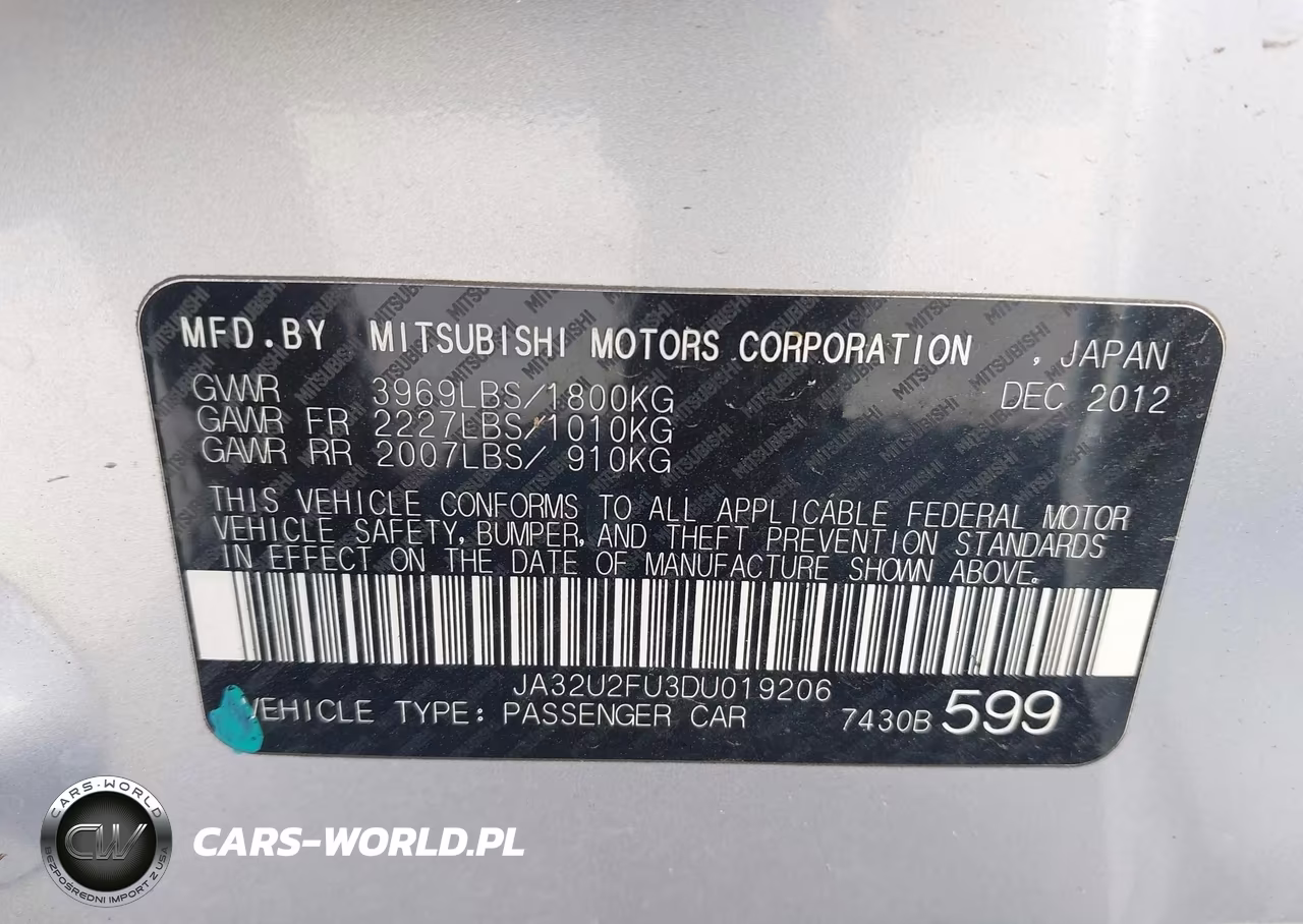 2013 Mitsubishi Lancer Es VIN:JA32U2FU3DU019206 - 9