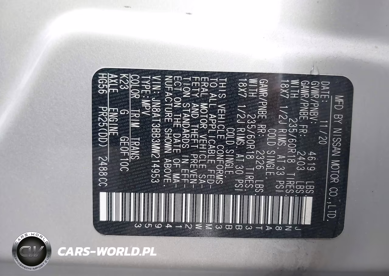 2021 Nissan Rogue Sv Intelligent Awd VIN:JN8AT3BB3MW214953 - 9